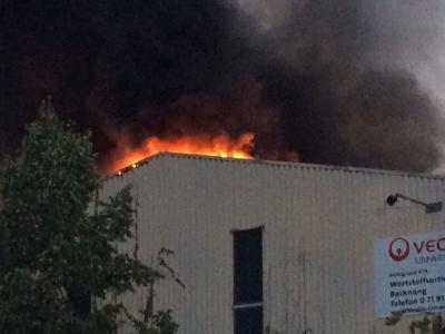 Vollbrand eines Recyclinghofes in Backnang